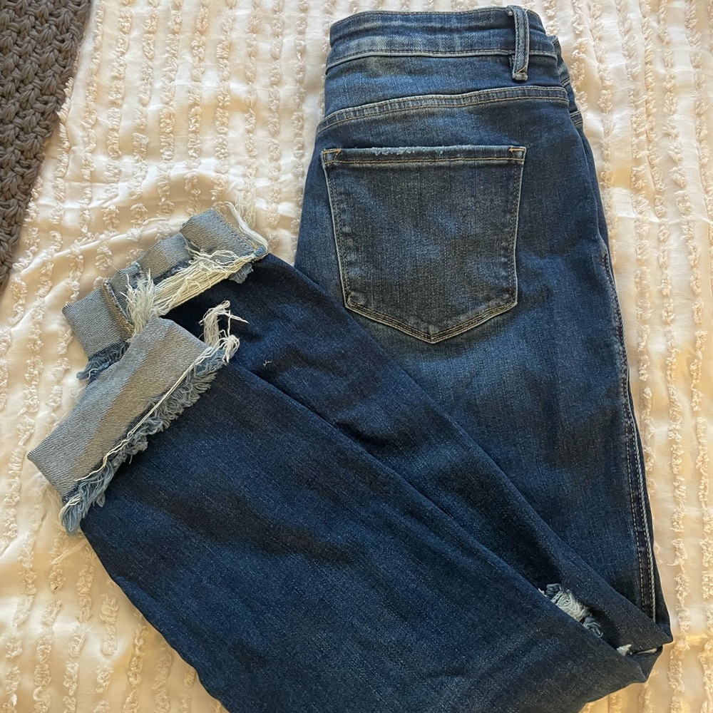 Flying Monkey Distressed Blue Cropped Jeans